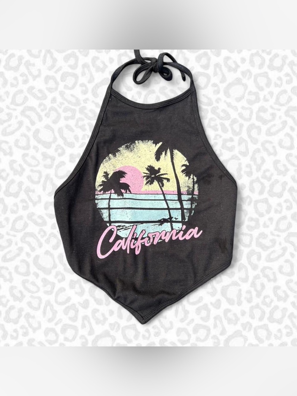Garage Halter Tie Top California Graphic P/S NWT